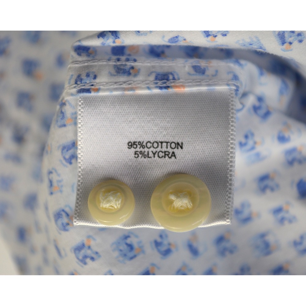 Peter Millar Mens L Blue Cocktail Drink Print Short Sleeve Button Down Shirt - Picture 5 of 8
